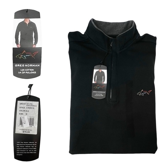 Greg Norman 1/4-Zip Cotton Sweatshirt + T-Shirt Men’s Size Medium Black New NWT - Picture 3 of 8